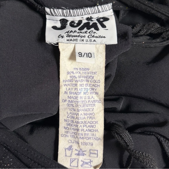 VINTAGE 90’s JUMP Black Glitter Star Print Crisscross Open Back Maxi Dress 9 10 - Picture 9 of 9